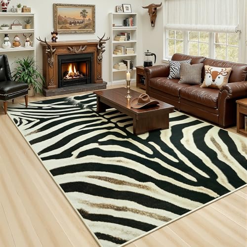 AROGAN Premium Zebra Rug for Living Room 5×7 Feet, Machine