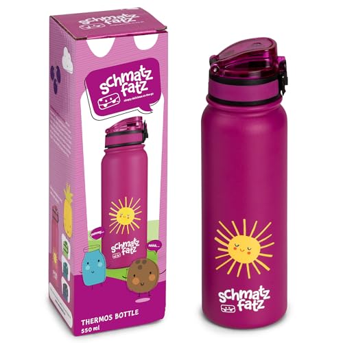 schmatzfatz Thermosflasche, Trinkflasche Kinder Auslaufsicher, 550ml Edelstahl-Trinkflasche Thermo für Schule & Kindergarten, BPA-Frei Wasserflasche, Auslaufsichere Trinkflaschen, Mädchen & Jungen