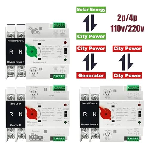Inverseur de source automatique ATS PV 2P 100A pour rail DIN - 2