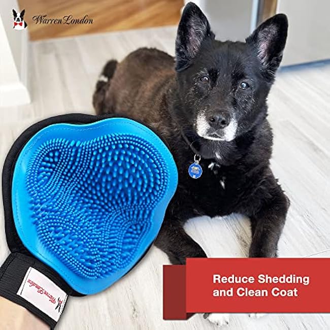 Warren London 2in1 Grooming Glove for Dogs & Cats | Reversible Design Pet Brush with Smooth Side for Clothes & Furniture | Soft Mitten Contours for Comb & Massage-KTh8HeMT