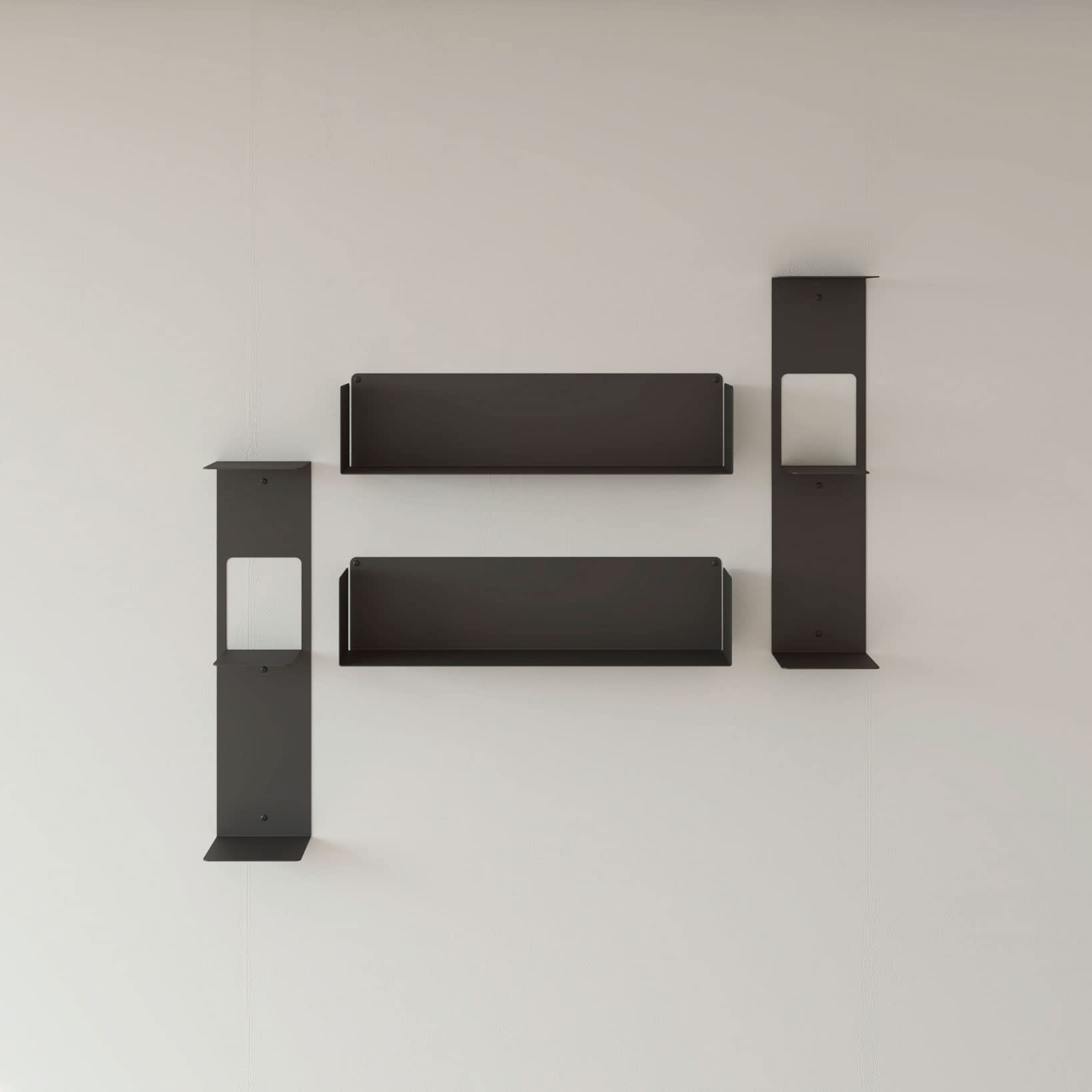 Estantería Metálica Flotante de Pared | Ideal para organización de Libros | Acero Lacado al Horno | Fabricado en España (Black)