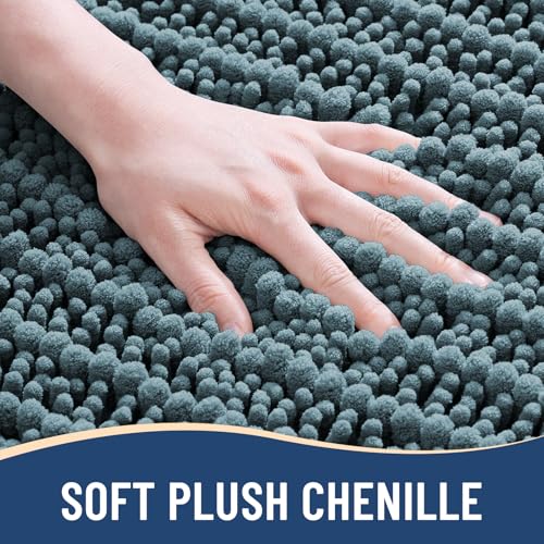 Image of Arotive Luxury Bathroom Rugs 34x21, Extra Soft Thick Absorbent Shaggy Chenille Bath Rugs, Machine Wash Dry, Bath Mats for Bathroom Floor, Tub and Shower, Home Decor Accessories, Smoky Gray
