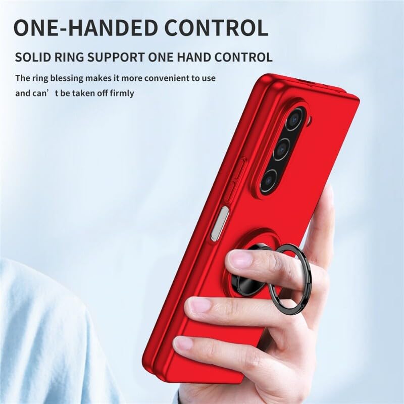 Generic Funda compatible con Samsung Galaxy Z Fold 8 (color: azul oscuro) funda magnética a prueba de golpes con soporte de anillo cubierta dura