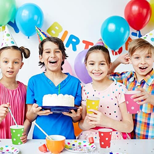 Aodaer 72 Pieces 9 Ounce Paper Cups Multicolor Polka Dot Disposable Party Cups Colorful Drinking Cups Biodegradable Cups for Birthday, Party