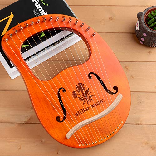 Lolunut Lyre Harp,16 String Mahogany Lyre Instrument With Tuning Wrench thumb #1