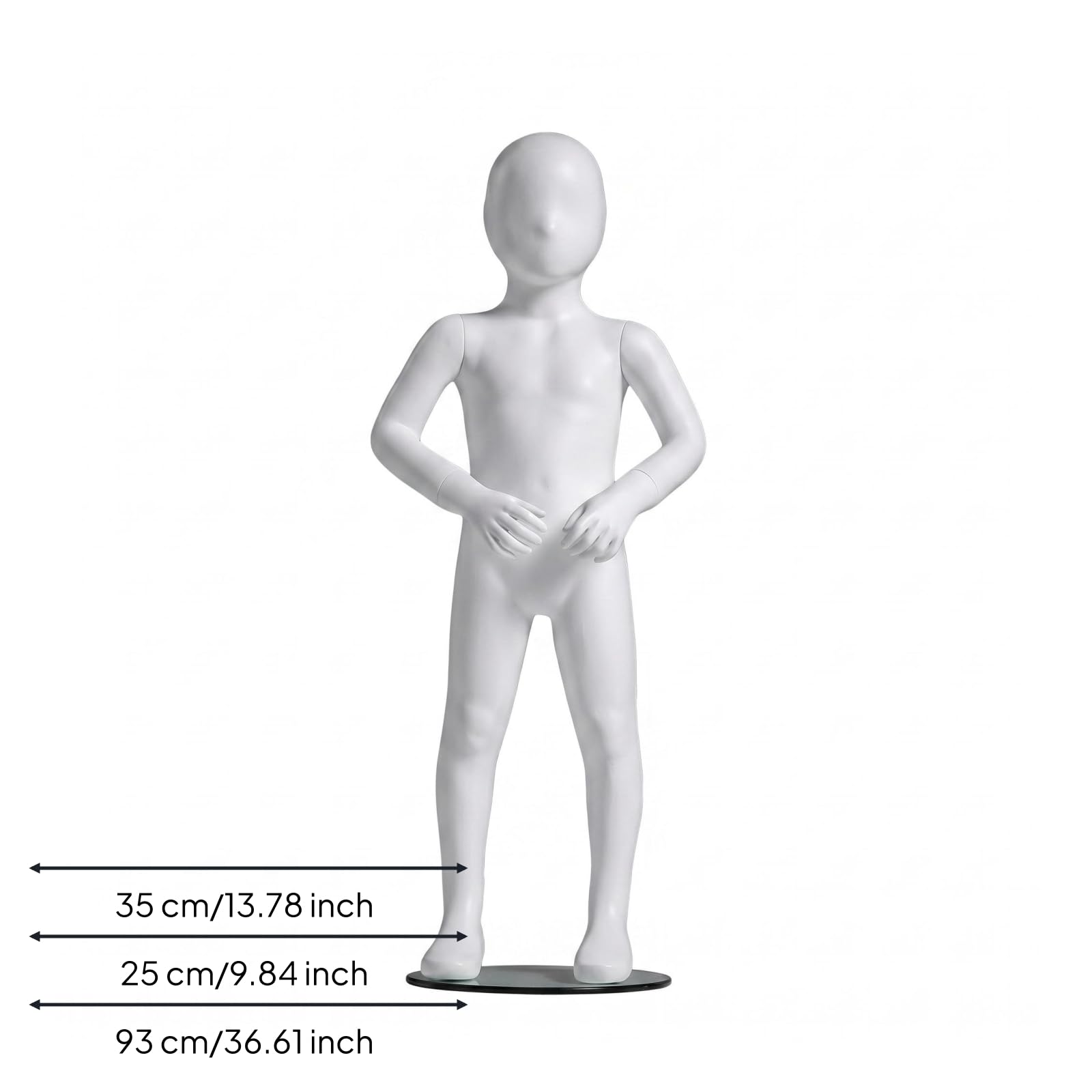 Mannequin Enfant Complet Présentoir Buste Corps Base Antistatique Tête Lisse Membres Moulés Matériau Verre pour Magasin Vitrine Studio Mise en Scène , Standing Model 1-5