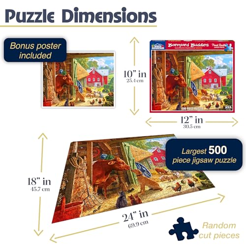 Rompecabezas White Mountain Puzzles Barnyard Buddies de 500 piezas con piezas grandes, regalo para adultos y mayores, 18" x 24" miniatura 2