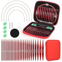 Coopay Set 13 Ferri Circolari Intercambiabili - Alluminio 3.0-10.0 Mm, Kit Per Maglia Con Cavi E Accessori, Verde
