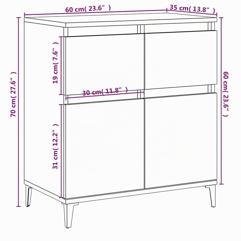 vidaXL Aparador de Madera contrachapada Roble Sonoma 60x35x70 cm