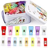 95 Pcs Multipurpose Sewing Clips,FIVEIZERO Multi-Color Sewing Clips for Fabric with Tin Box for Sewing Supplies,Paper Work,Sewing Binding and Hanging Little Things