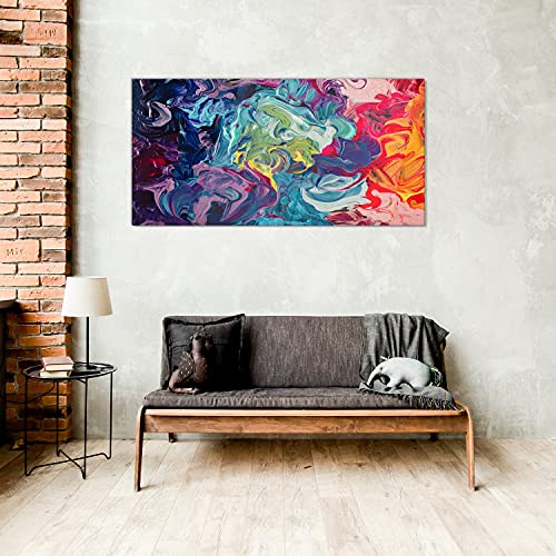 Décoration murale tableau en verre multicolore 100x50cm salon