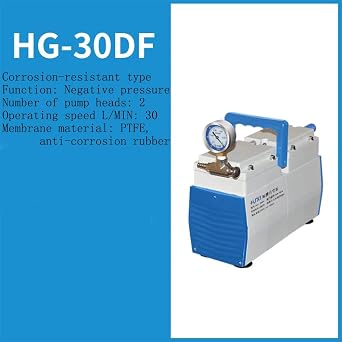TMAXCN Brand Lab Vacuum Filtration Pump HG-30 Series Pressure Adjustable Diaphragm Oil Free 30L/min-60L/min Positive & Negative Pressure W/Rubber Tube for Laboratory (HG-30DF)
