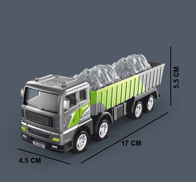 Image of Unbreakable Friction Power Dumper Construction Truck Die cast Alloy Model Engineering Excavator Toy for Kids Boys Girls Pull Back Vehicle