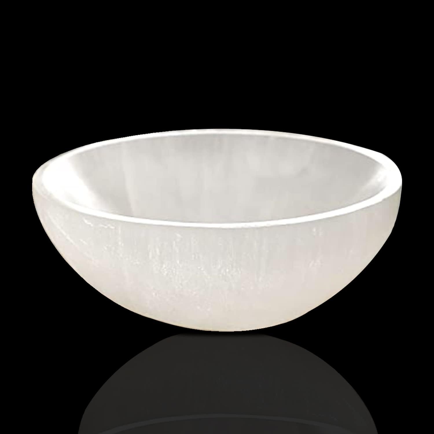 Himalayan Glow WBM Selenite Crystal Smudge Bowl 10 cm, Handmade Moroccan Healing Crystals, Charging Station for Smudging, Cleaning and Meditation Best for Gift & Home Decor