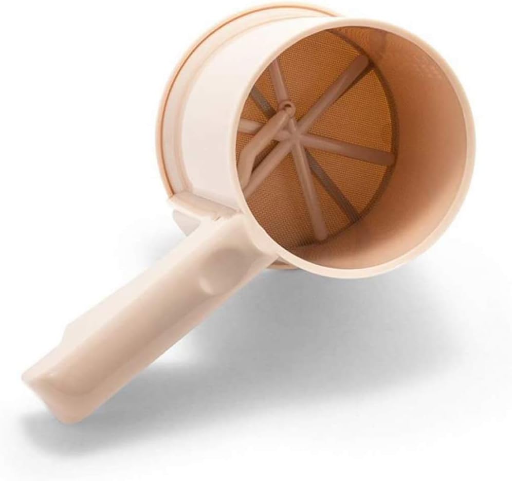 PP Stainless Steel Flour Sifter with Single Handle Manual Powder Sieve Baking Sieve Cup Kitchen Craft for Icing Sugar Sifter Tapioca Flour Coconut Flour Cake Flour