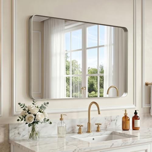 Image of 36 inchx24 inch Bathroom Vanity Mirror for Wall Aluminum Framed Farmhouse Rectangle