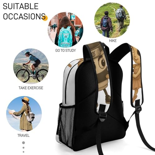Capuccino-Assassino Merch Large Travel Backpack Italian-Brainrot Meme Waterproof Lightweight Daypack White 44x32x19cm4