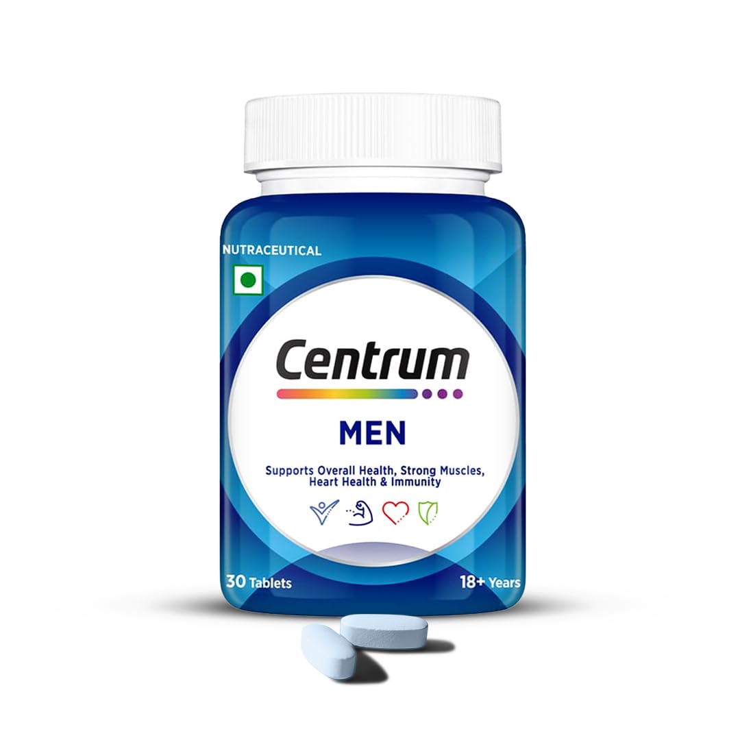 Centrum Men Tablet, World'S No.1 Multivitamin With Grape Seed Extract, Vitamin C & 21 Other Nutrients For Overall Health, Strong Muscles & Immunity (Veg) 30S, 43 Grams