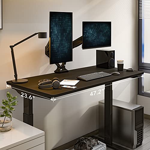 FLEXISPOT Essential Standing Desk 48 x 24 Inches Whole Piece Desk Board Electric Height Adjustable Desk Computer Laptop Sit Stand Desk (Black Frame + 48" Black Top)