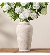 Ceramic Large Flower Vase, 11 Inch Tall White Rustic Vase Farmhouse Decorative Vase Floral Potter...