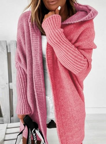 Image of Astylish Women 2026 Fall Clothes Outfits Hooded Knit Cardigan Sweaters | Open Front, Long Sleeve, Color Block, Fashion Clothing, Outwear Coats
