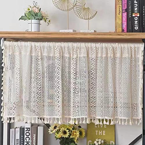 Boho Semi Sheer Curtains 63 84 96 Inch Length 2 Panels Set, 59" W White Linen Fringe Long Window Curtain For Living Room, Farmhouse, Balcony, Bedroom, Kitchen Single 24 Inches Short Valances Drape #TOP6