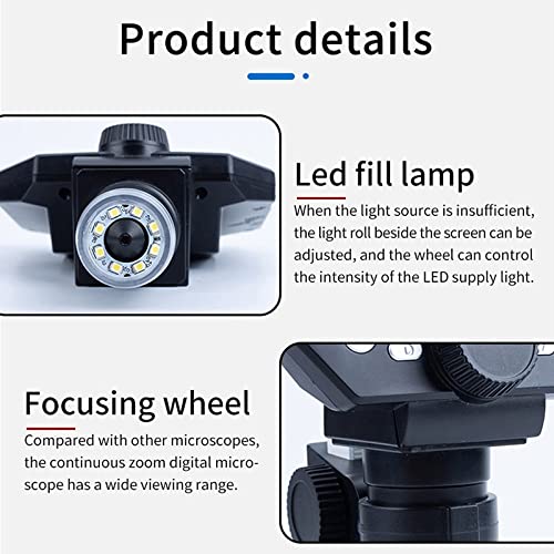 Microscope G1000 Digital Microscope for 4.3 Inch Large Base LCD Display 8MP 1-1000X Magnifier(Al and Plastic Stent)