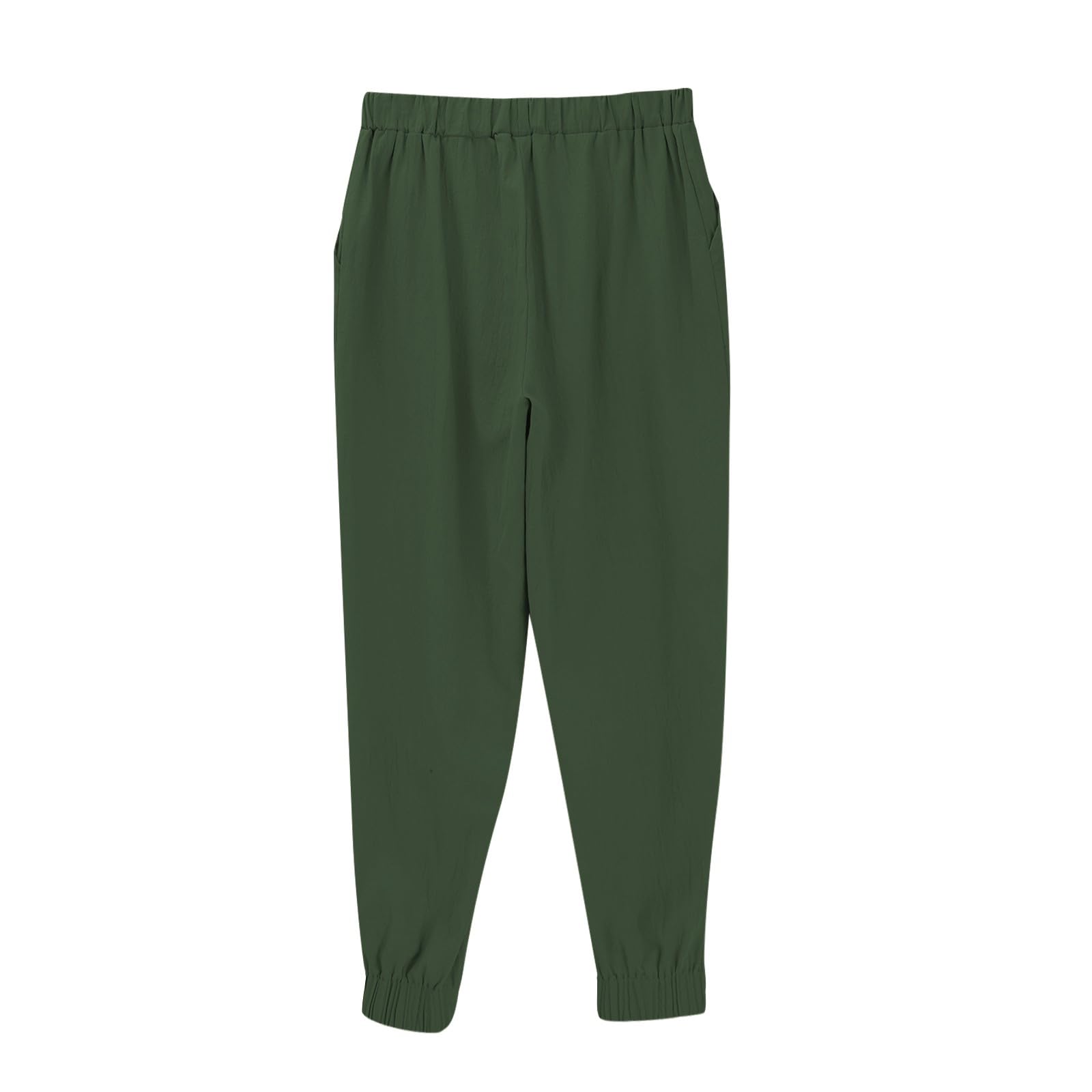 Leichte Hosen Damen Sommer Knielang Chino Damen Hose Casual Elegant LäSsige Hoher Durchgummierter Bund Knielange Jogger-Hose Ohne Kordelzug Einfarbig Mit Taschen Baumwolle Für Urlaub