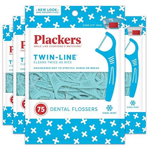 Plackers Palas dentales Twin-Line para hilo dental, 75 unidades (paquete de 4) Cover