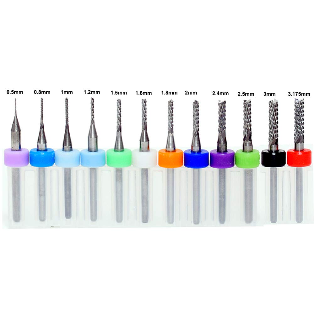 End Mill Set, Tungsten Steel CNC Router Milling End Milling Engraving Bits Drill Hole Tools for PCB Circuit Board Plastic - Image 3