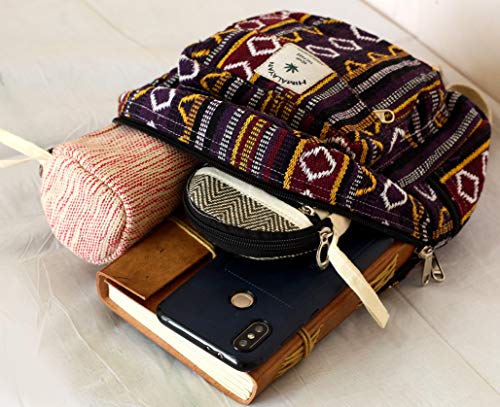 Eco Friendly Set Of Mini Backpack + Pen Case + Coin Purse Hemp University Light Weight Backpack For Girl (Purple) #TOP7