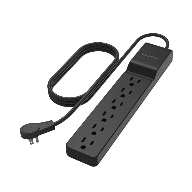 Belkin Surge Protector Power Strip with 6 AC Outlets 6ft 1 8M Long Heavy-Duty Extension Cord 360-Degree Rotating