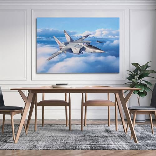 XFUHB Poster de chasse militaire MiG-25 - Impression sur toile murale moderne pour chambre à coucher - 30 x 45 cm – vue 4
