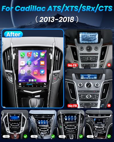 Image of [8Core 4G+64G] Car Radio for Cadillac ATS XTS SRX CTS 2013-2018: 9.7 inch HD Touch Screen Stereo Replacement with Wireless Carplay Android Auto 5GWiFi GPS Bluetooth FM AM DSP RDS SWC Backup Camera