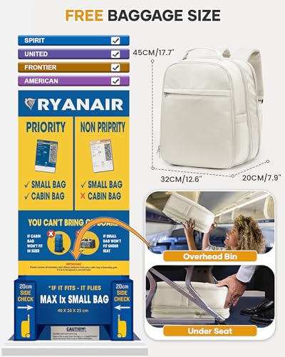 Vacuum Backpack Travel with Pump, Vacuum Seal Backpack, Personal Item Bag Flight Approved, Expandable Bags - Beige, 30L-50L3