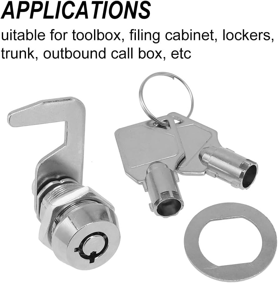 Zinc Alloy Tubular Cam Lock with 90 Degree Hook, Chrome Finish Replacement Cylinder for Tool Box, Vending Machine, Cabinet and Drawer - Silver