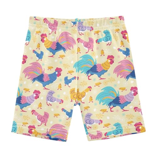 JHKKU Girls Rooster Hen Chick Shorts Cotton Cartwheel Bike Kids Biker Under Dress Dance Short Girl Clothes 8Y
