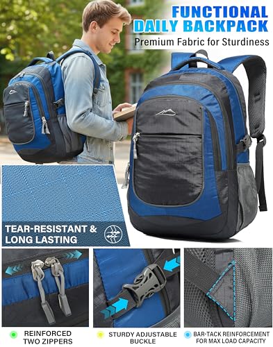 Image of ProEtrade Extra Large Backpack Bookbag for College Travel Laptop Business Hiking Backpack Fit Laptop Up to 17 Inch Sturdy Multi Compartment Gifts for Men Women Night Light Reflective (Light Blue)