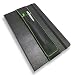 Double-Pen Quiver for Moleskine Large (A5 Size) Notebooks, Black with Green Stitching