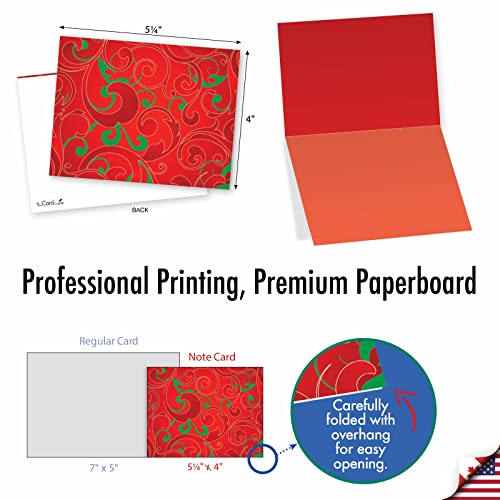 Image of The Best Card Company - 10 Blank Christmas Note Cards with Envelopes (4 x 5.12 Inch) - Fun Assorted Holiday Notecard Set - Fleur De Noel M3261