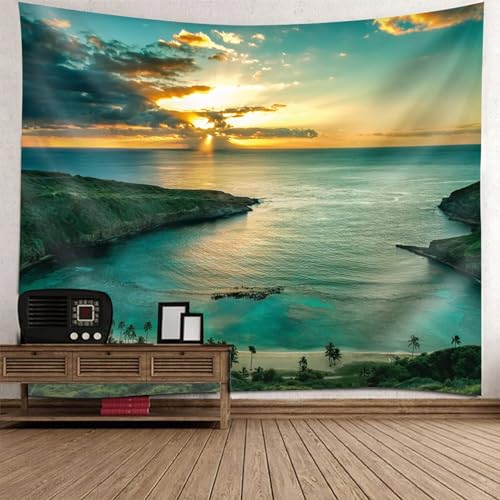 Tapisserie murale bleu vert paysage naturel serviette murale chambre enfant