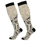 OTVEE Snake Skin Animal Print Compression Socks Women & Men, 2 Pairs Gym Running Hiking Sport Knee H