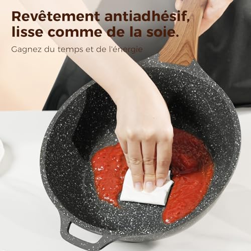 Poêle haute 30cm granit YASHE avec couvercle pour induction - 3