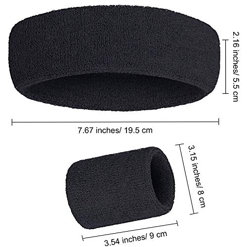 Image of Bememo 6 Pcs Neon Sports Sweatbands Set Sports Competitions Sweatbands 2 Headband 4 Wristbands Breathable Terry Cloth Athletic Bands for Team Soccer Spirit 80s Costumes Cosplay