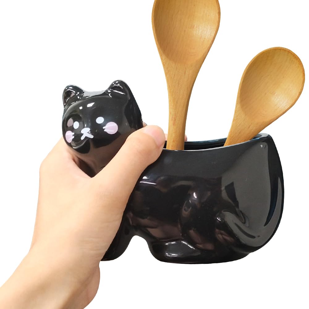 Porte-ustensiles De Cuisine, Porte-couverts En Céramique Avec Motif De Chat Mignon Porte Couverts Pratique 92383186