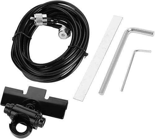 RB-400 Soporte de montaje de antena de coche con cable de extensión PL259 de 16.4 ft para radio móvil Montaje en clip de coche Tapa del