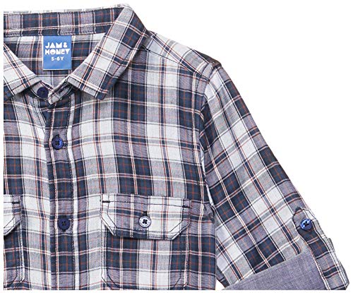 Image of Amazon Brand - Jam & Honey Boy's Regular Button Down Shirt (PAG-127 Grey 2 3-4 Years)