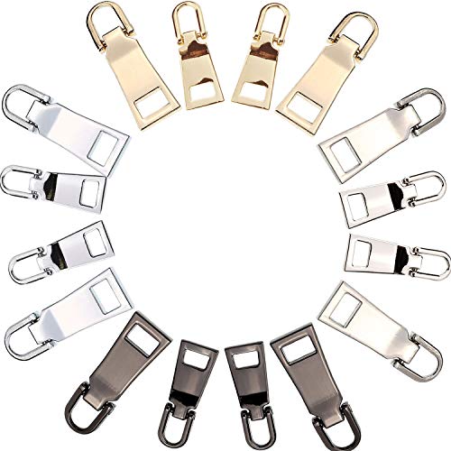 Frienda Zipper Pull Tabs Zip Fixer Replacements for Clothes Bags DIY Crafts, 2 Sizes, 4 Colors (16)