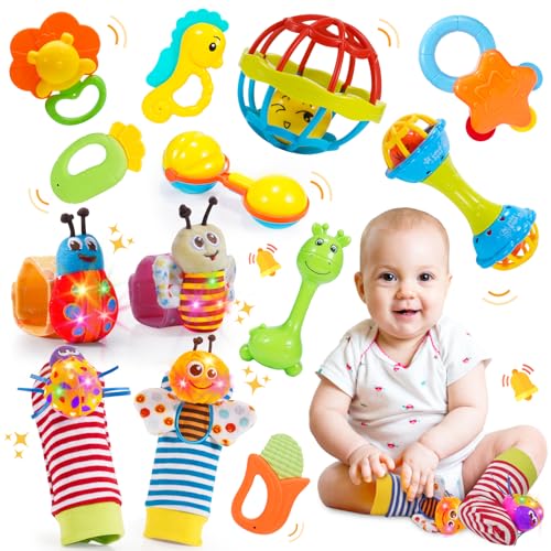Jouet Bebe 0 3 6 9 12 Mois, Hochet Bebe 0-12 Mois Jeux Eveil Bebe 0-6-9 Mois Jouet Bébé Cadeau 0-6-9 Mois Fille Garçon Jeux Bebe 0-6 Mois Montessori Jeux Bébé 0-12 Mois Jouet Nouveau Né Garçon Fille