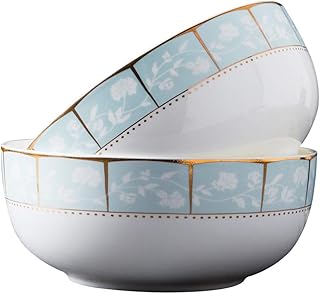 Miska do makaronu 2 sztuki od Bone China Gold Trim Home Dining naczynia mogą być używane do mikrofalówki okrągłe 17 cm